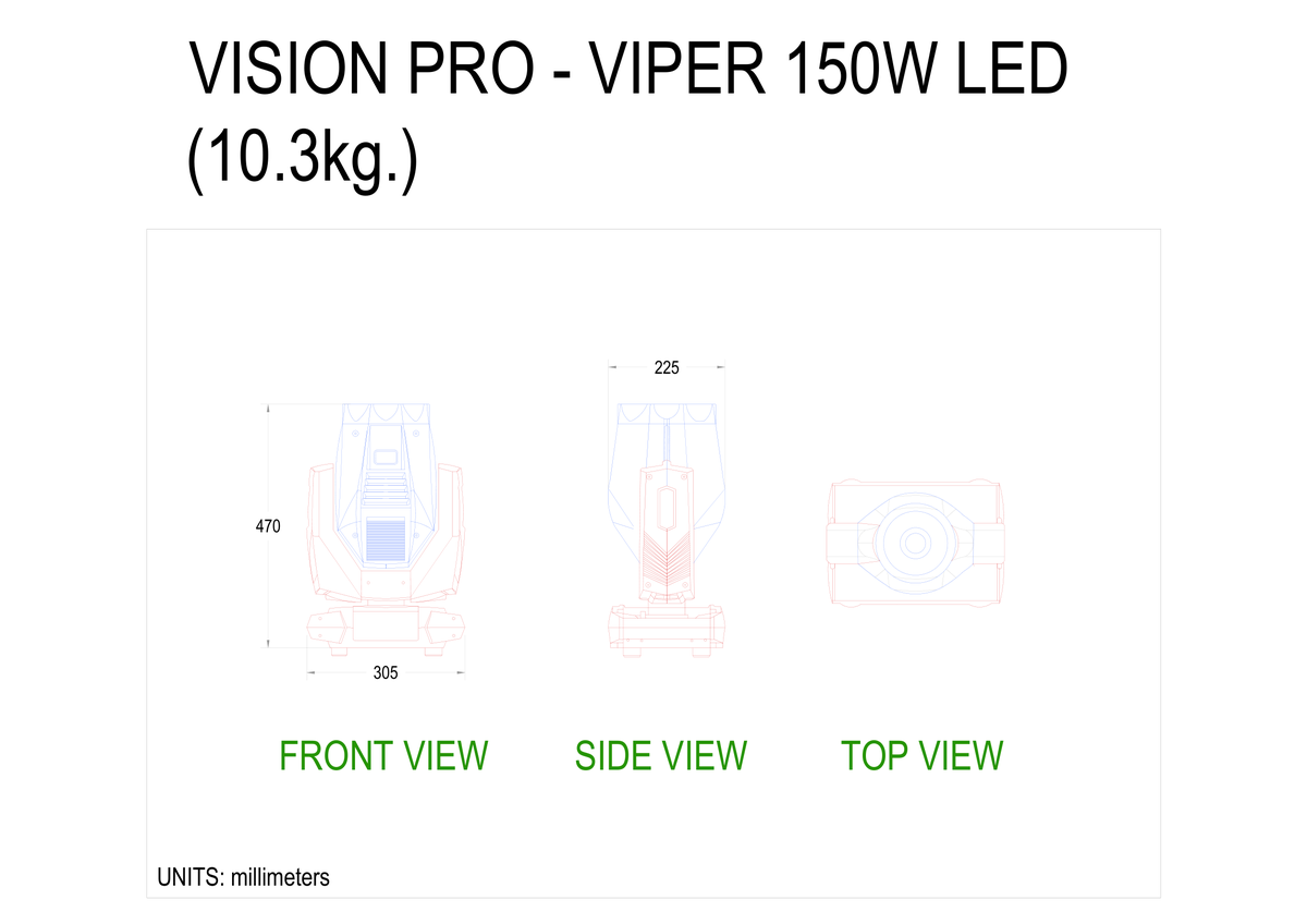 Technical drawing for VIPER 150W LED MH