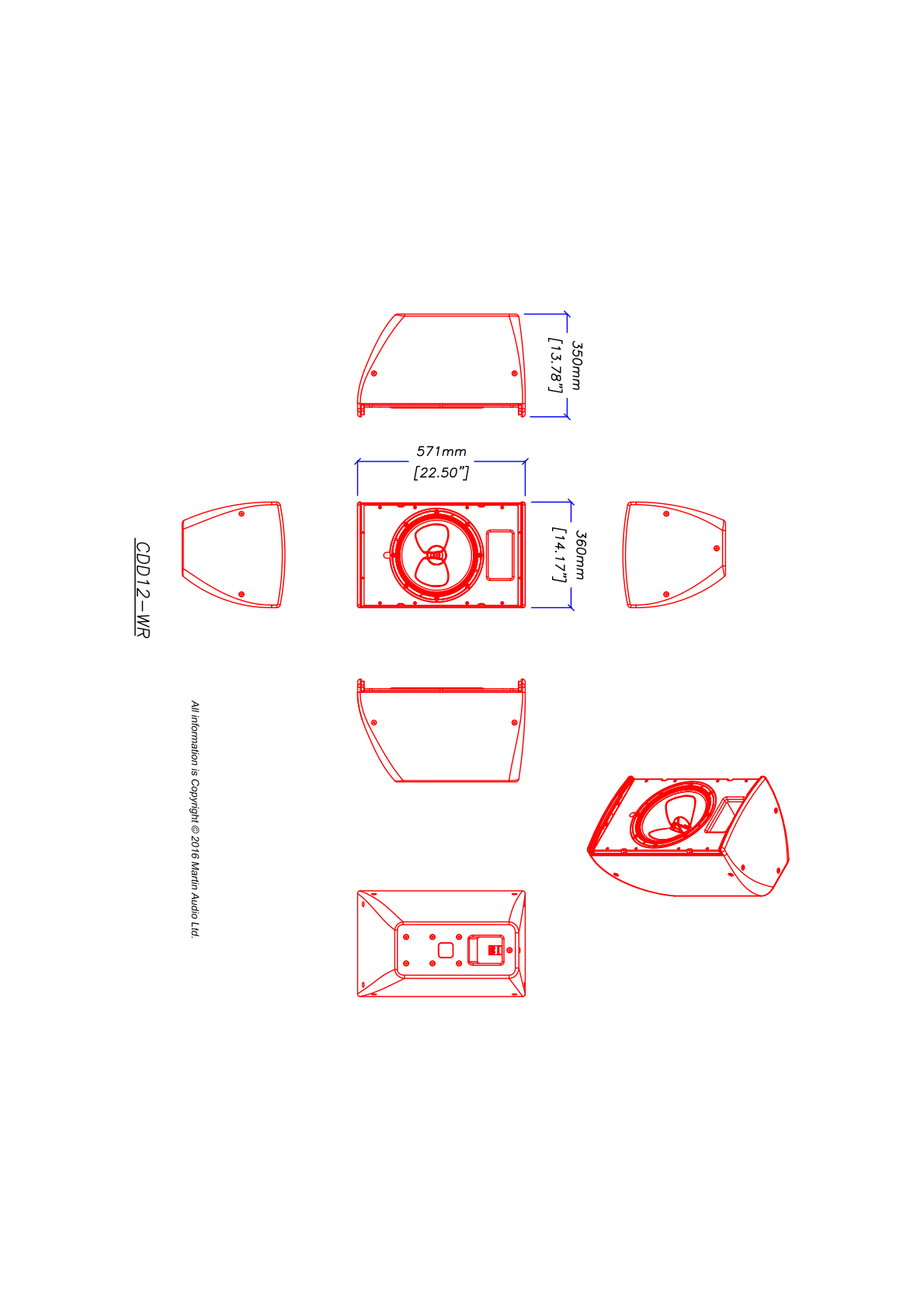 Technical drawing for CDD12W-WR