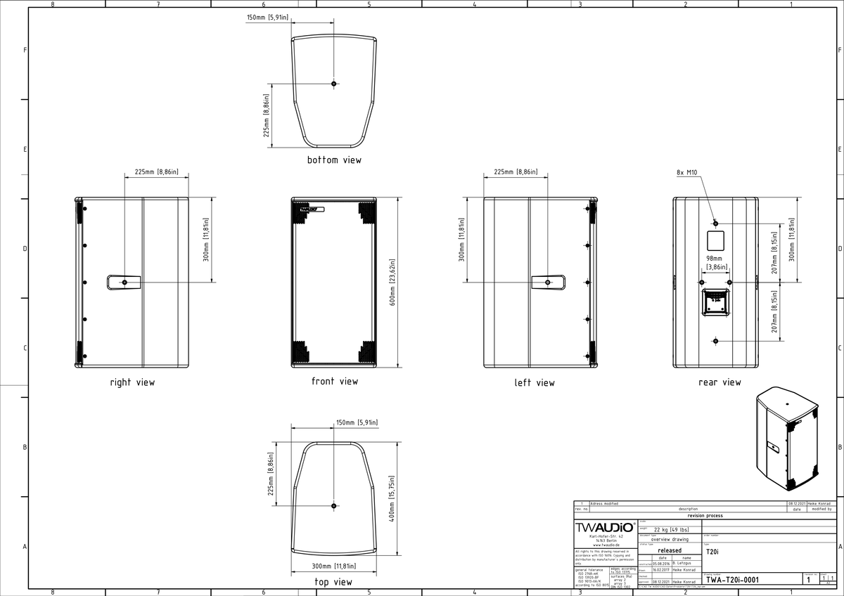 Technical drawing for T20i-90°-H