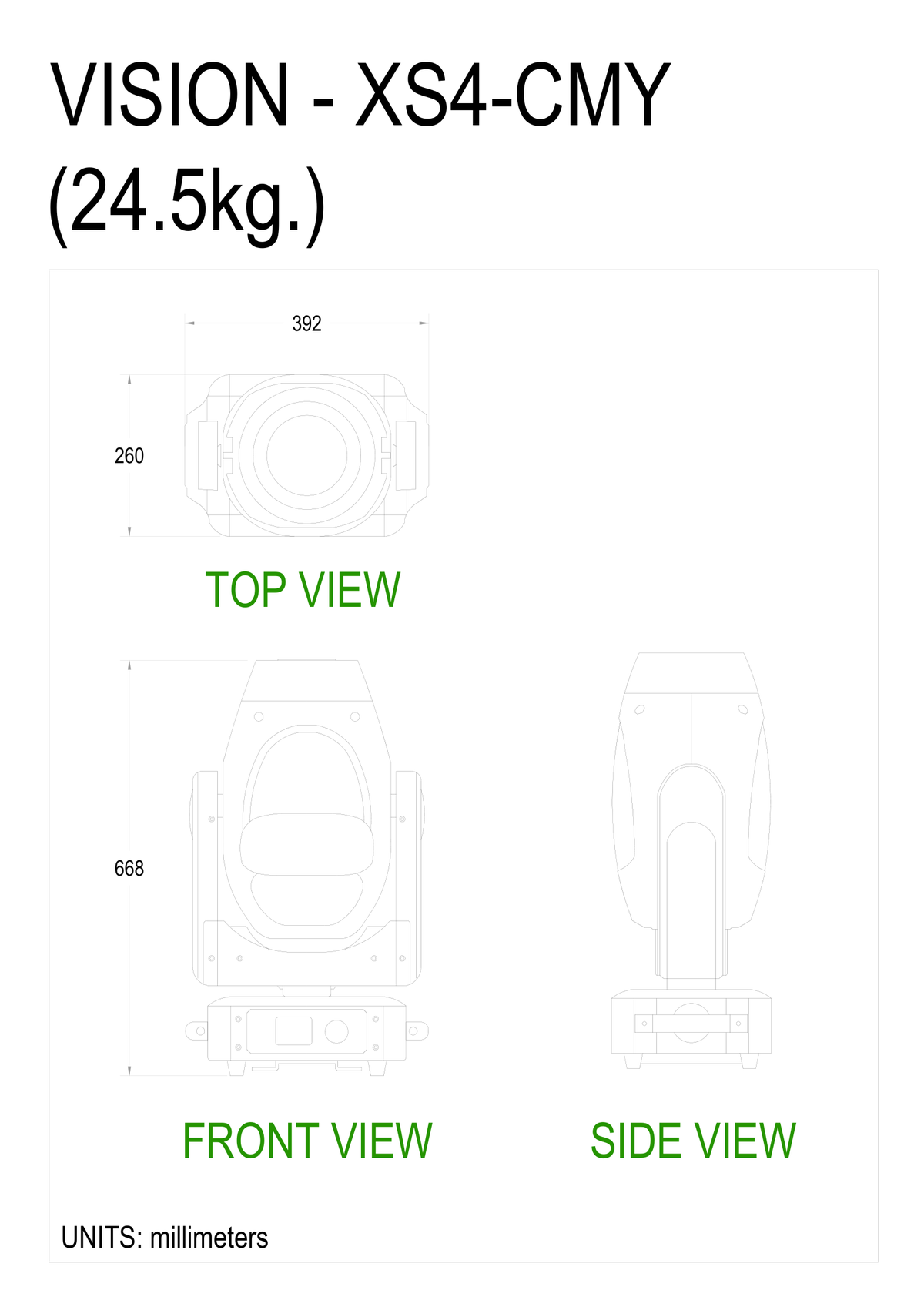 Technical drawing for XS4 CMY LED