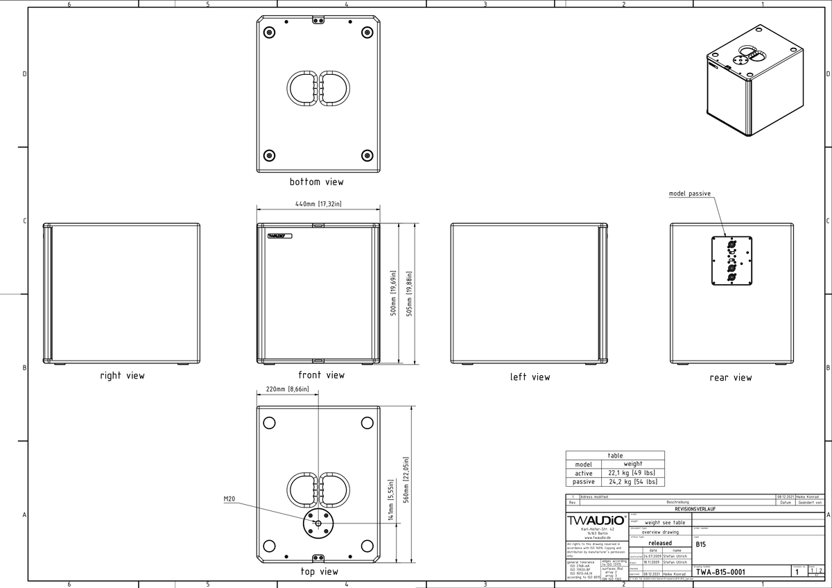 Technical drawing for B15