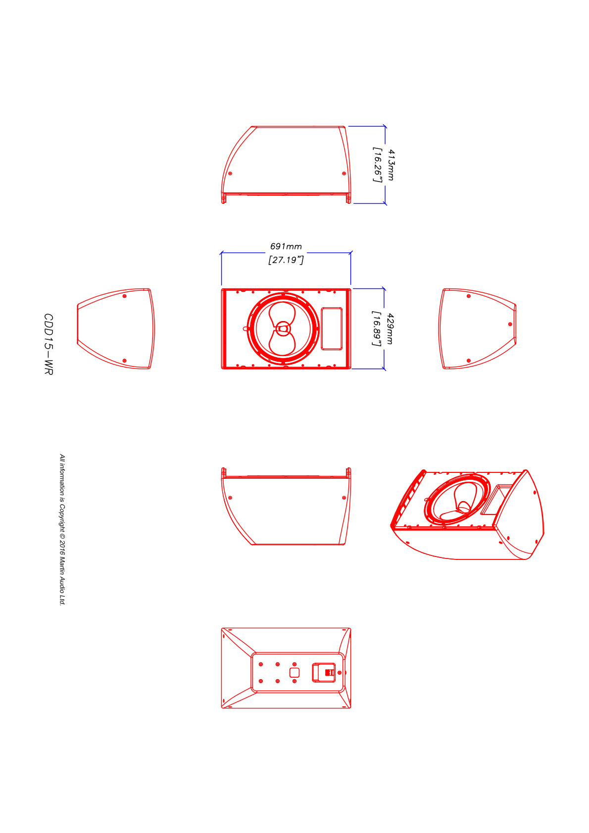 Technical drawing for CDD15W-WR