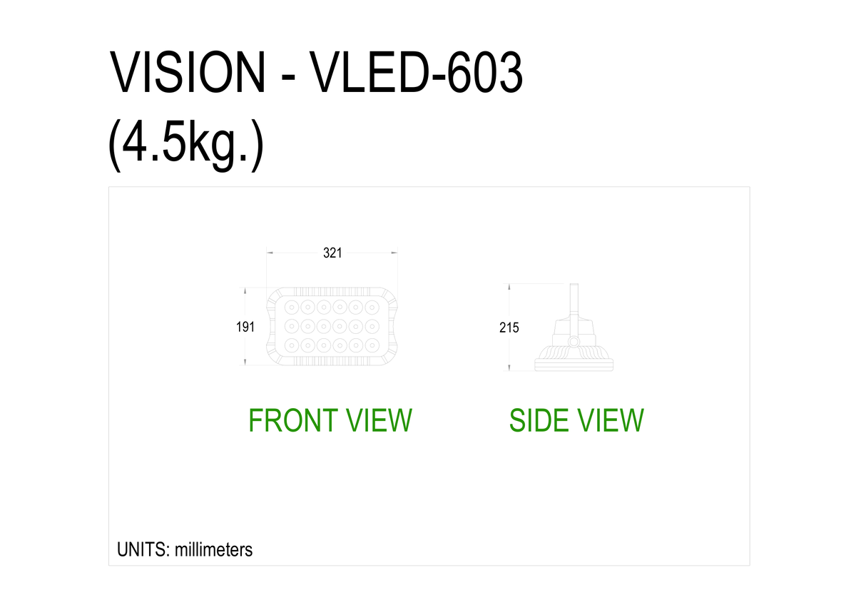 Technical drawing for VLED-603