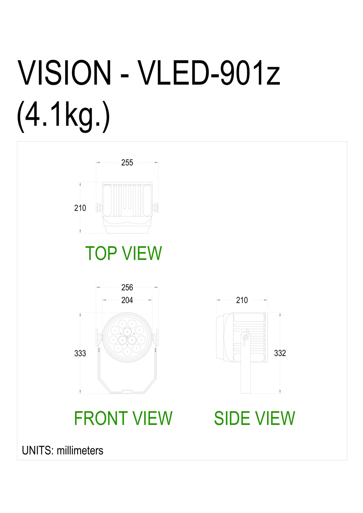 Technical drawing for VLED-901Z