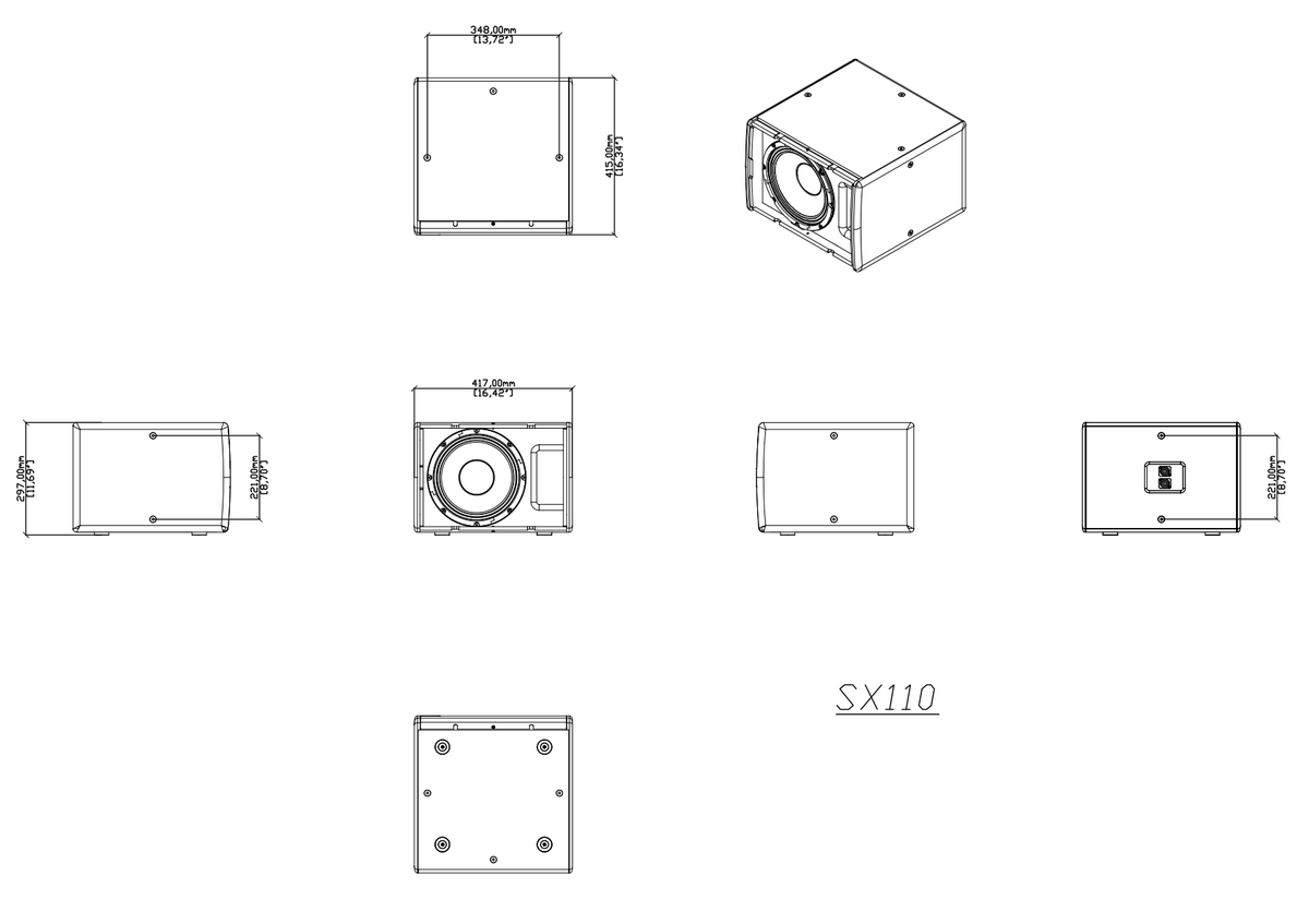 Technical drawing for SX110B