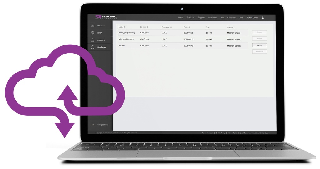 Visual Productions Purple CloudRemote management - Beta Status